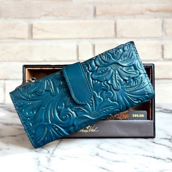 Patricia Nash Blue Coral Leather Wallet - Picture 1 of 7